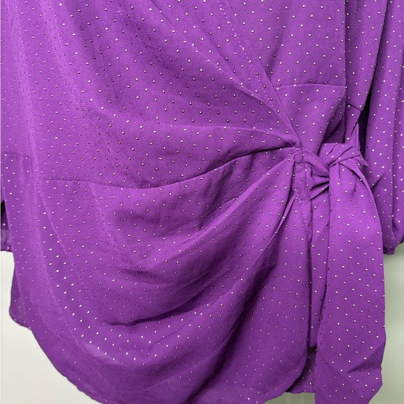 NWT New York & Company Purple Ruffle Sleeve Blouse large - Picture 10 of 12